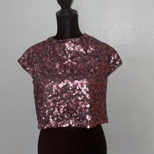Pink Sequin Half Shirt